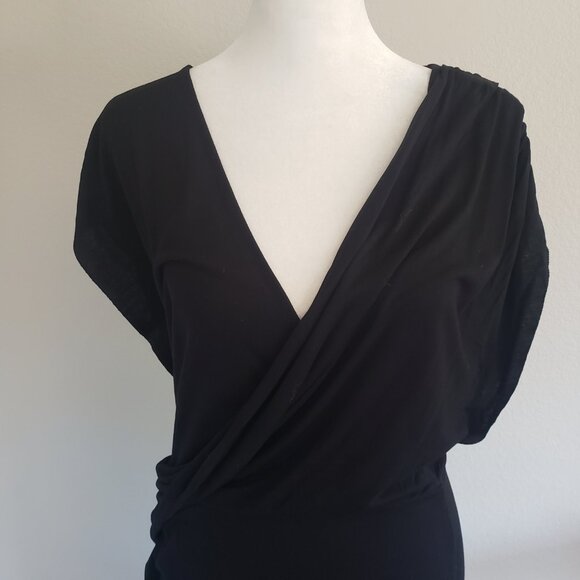 AllSaints Black Helix Dress US Size 4 Wrap Top  Vents Side Hem NEW - Picture 2 of 8